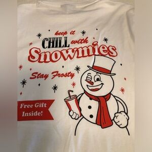 Fashion Nova Long Sleeve “Chill With Snowmies” Tee, Size Medium, White